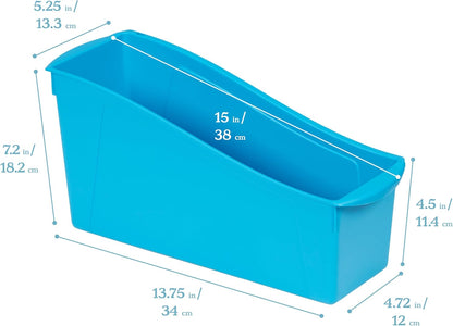 ECR4Kids Linking Plastic Storage Book Bin, Multipurpose Organization, Neon Purple, 10-Piece