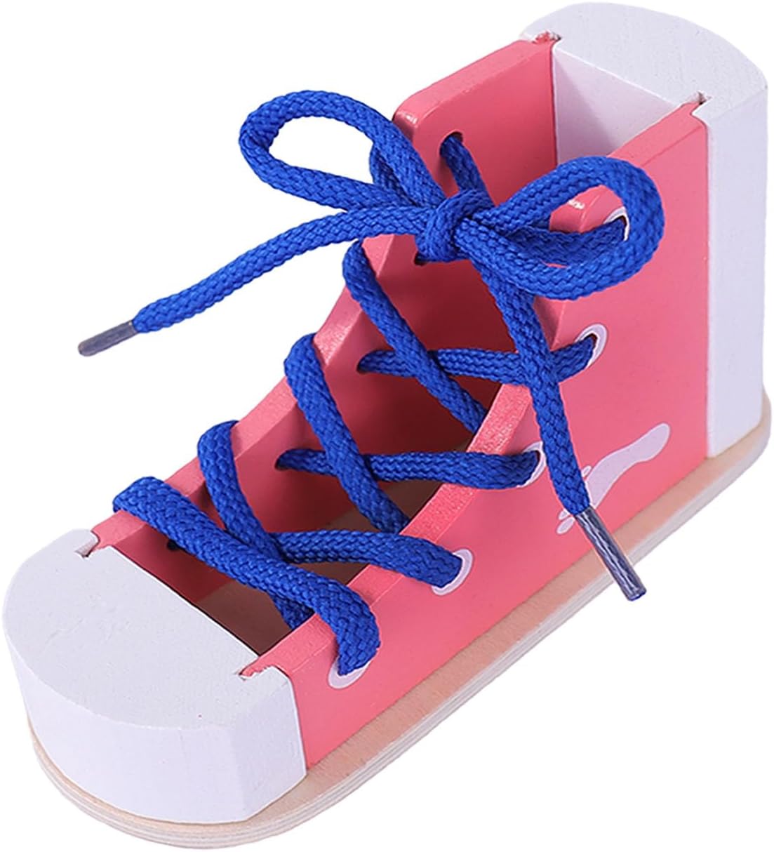 Learn to Tie Shoes - Wooden Lacing Shoe Tying Practice, Reusable Wood Shoelaces Tying/pink