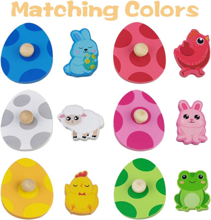 Easter Wooden Pegged Puzzles Montessori Toys for Toddlers Kids Boys Girls Easter Basket Stuffers Toys Gifts