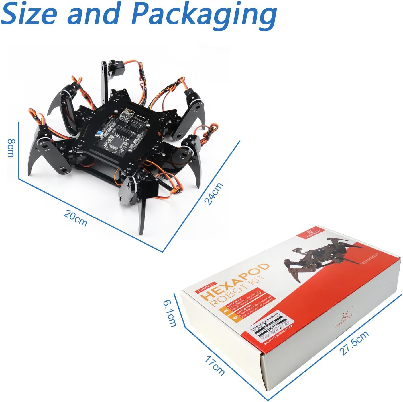 FREENOVE Hexapod Robot Kit with Remote (Compatible with Arduino IDE), Walking Crawling Twisting, App Remote Control, Servo STEM Project