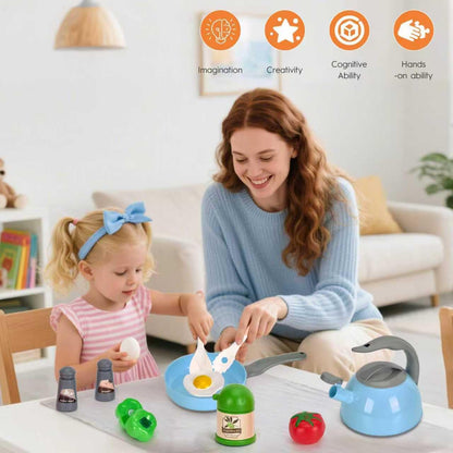 150Pcs Kitchen Playset, Toddlers Pretend Cooking Cookware Accessories, Food, Picnic Blanket, Fruits, Veges, 2Pack Shopping Storage Basket, Dessert and Prop Money, Gift for Kids (Pink)