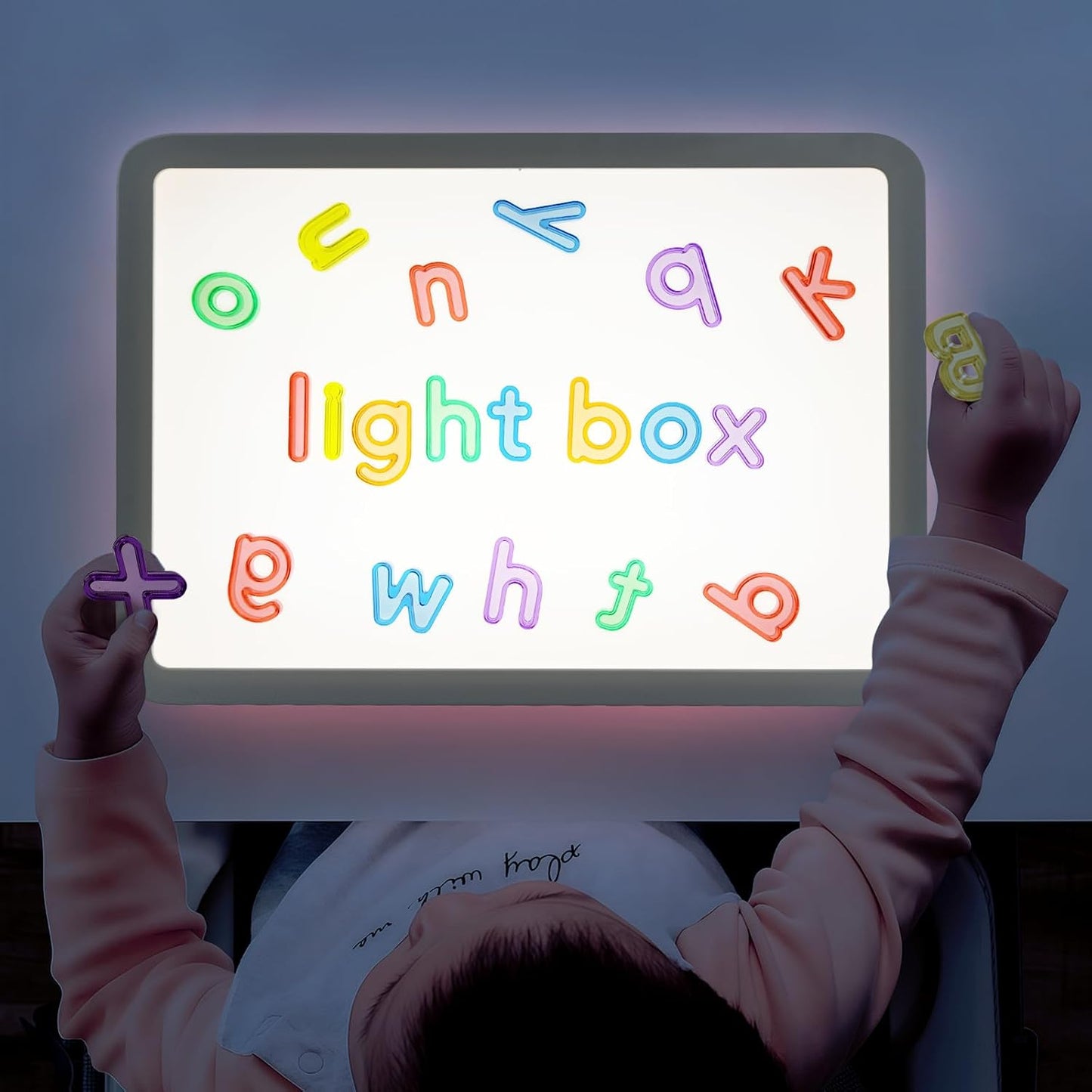 60 Pcs Mini 3D Shapes for Teaching - Bright LED Light Box - 16" -,Light Table for Kids, Color & Light Discovery, Artistic Exploration and Creative Play