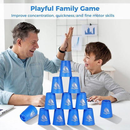 yeesport 48 PCS Sport Stacking Cups with Horse Pattern, Sport Training Game for Challenge Competition, Plastic Stacking Cups, Classic Family Game for Youth and Adults, Red+Blue+Green+Yellow