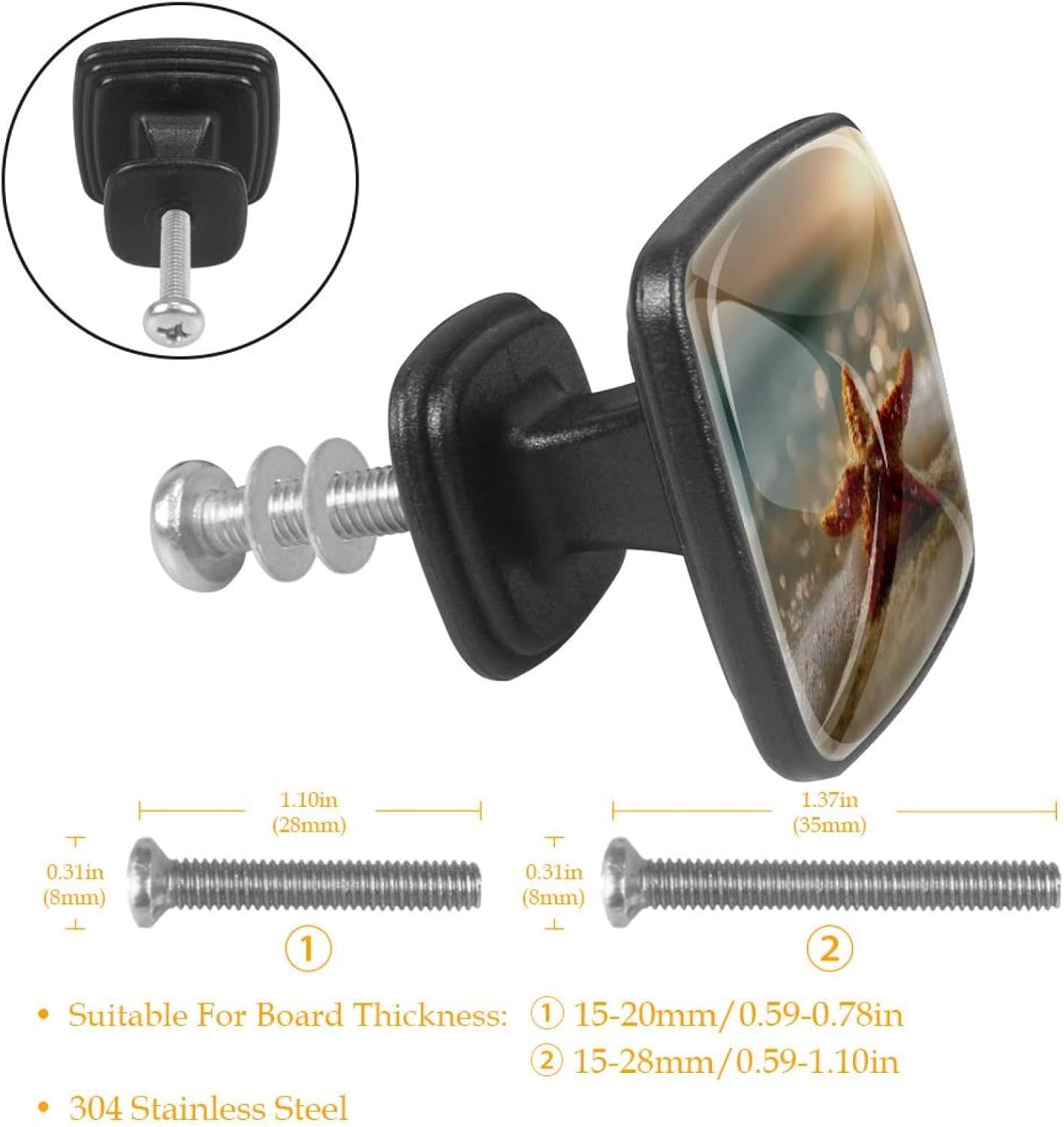 4 Pack Cabinet Knobs Drawer Pulls, 30mm Round ABS Glass Drawer Hardware Growing Butterfly Cabinet Handles with Screws for Dressers Kitchens Cupboard