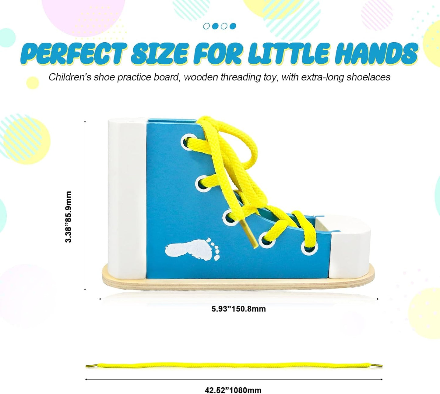 Learn to Tie Shoes for Kids, Wooden Lacing Sneaker Toy,Montessori Educational Toy for Toddlers Ages 4-8