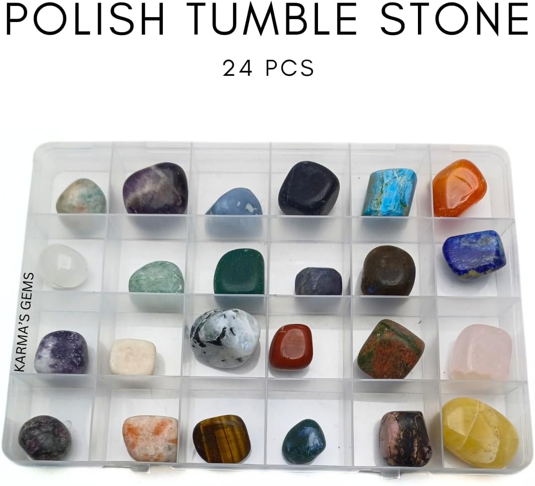 24 Polished Tumble, Rock and Mineral Collection, Crystals and Rock Collector Gifts, Rock and Crystal Kit