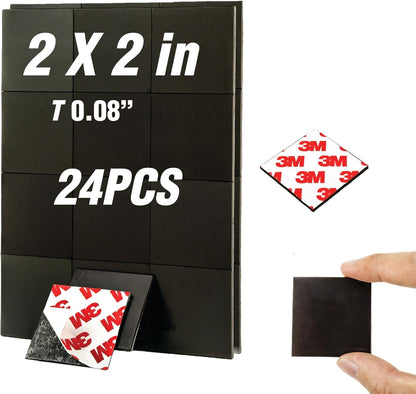 Magnetic Squares with Adhesive Backing(36PCS Each 1.5" x1.5"),Pre-Cut Self Sticky Magnets as Back to School Supplies,Peel and Stick for Cards/Picture/Poster (80mil Magnet)