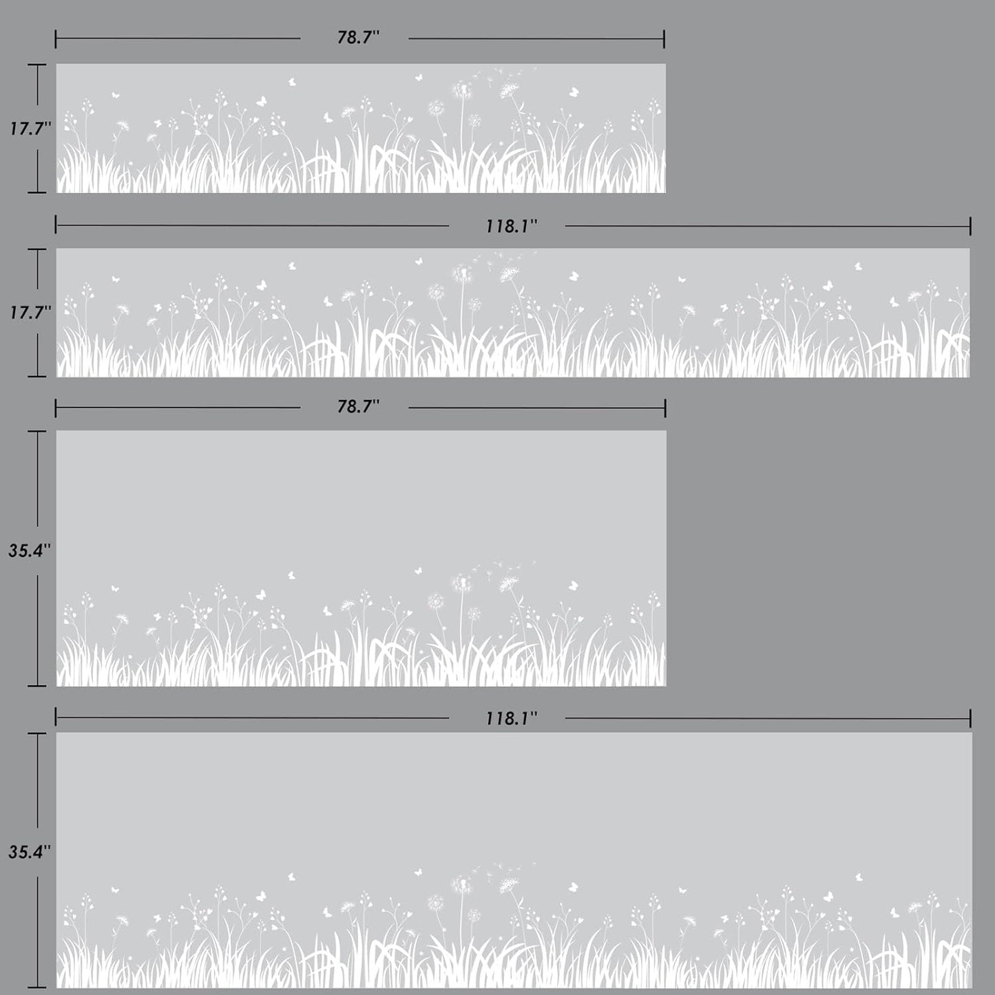 DKTIE Window Privacy Film Flowers Pure White Pattern Stained Glass Window Film Decorative Frosted Glass Window Film Sun Blocking Heat Control Static Cling (A274, 17.5" x 78.7")