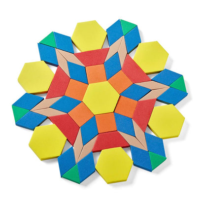 hand2mind Foam Pattern Blocks, Geometric Shapes for Kids, Pattern Play, Toddler Pattern Blocks, Learning Shapes for Kindergarten, 3D Shapes Manipulatives, Sorting Math Blocks (Set of 1,250)