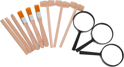 HOMSFOU 3 Sets Kids Dinosaur Dig Kit - Plastic Excavation Tools with Hammer, Chisel & Brush for Archaeological Learning & Dinosaur Digging Toys