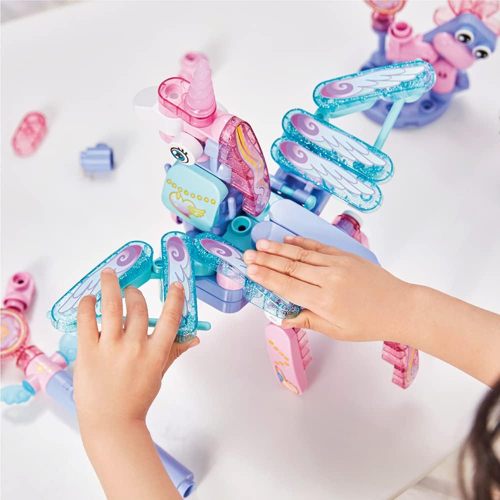 BOTZEES GO! Unicorn Robot for Kids - Building & Electric Remote Control STEM Learning Toy for Ages 3+, Girls - RC Magic Stick, App Based
