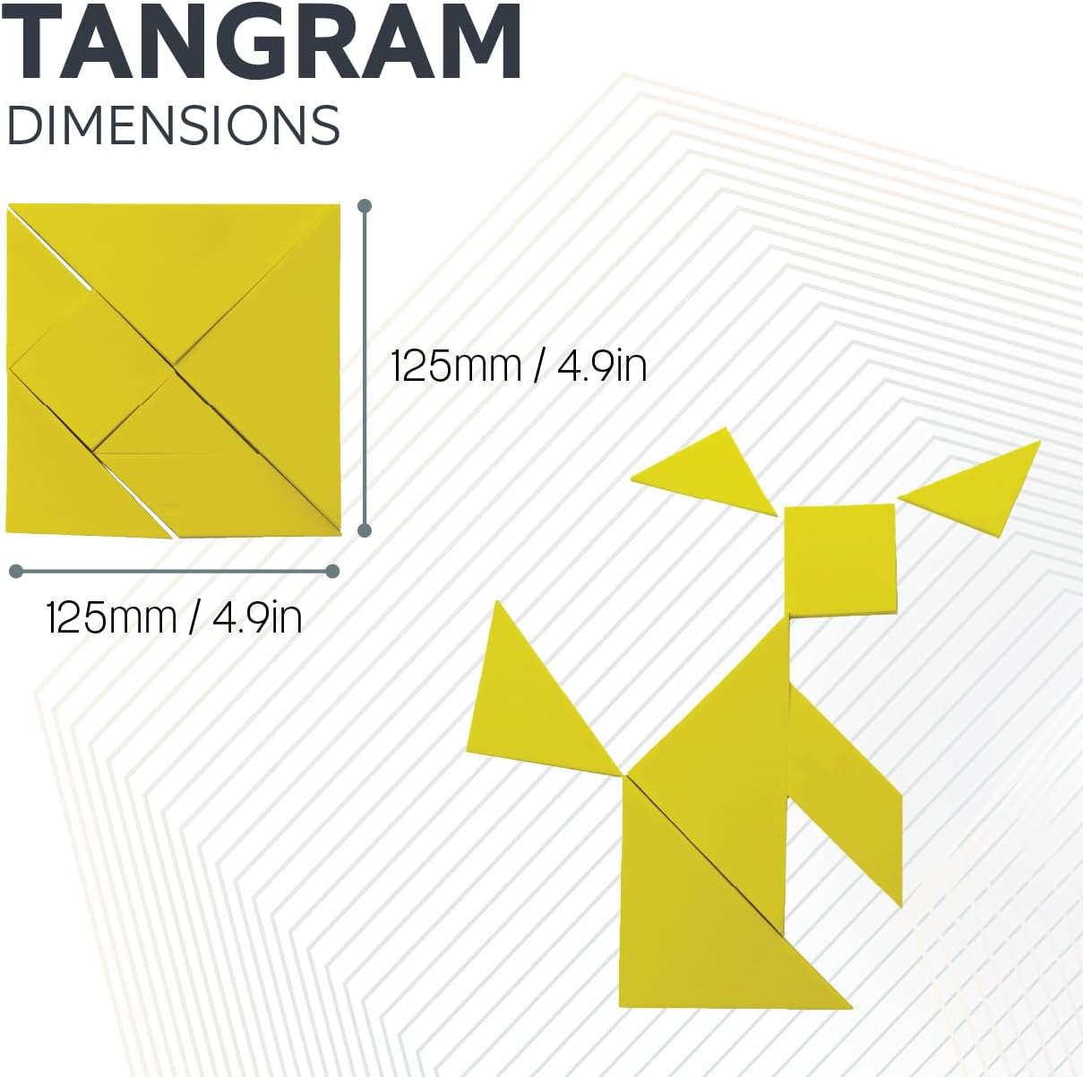 Yellow Tangram Puzzle - Educational, Logic Puzzle, and Maths Game for Kids and Adults - Pack of 5