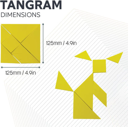 Yellow Tangram Puzzle - Educational, Logic Puzzle, and Maths Game for Kids and Adults - Pack of 5