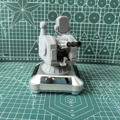 3D-Printed Solar-Powered Military Model Rotating Ornament, Great Decorative Artwork Model Gift for Home,Gift Ideal for Military Enthusiasts (Circular Radar Close-in Weapon System)