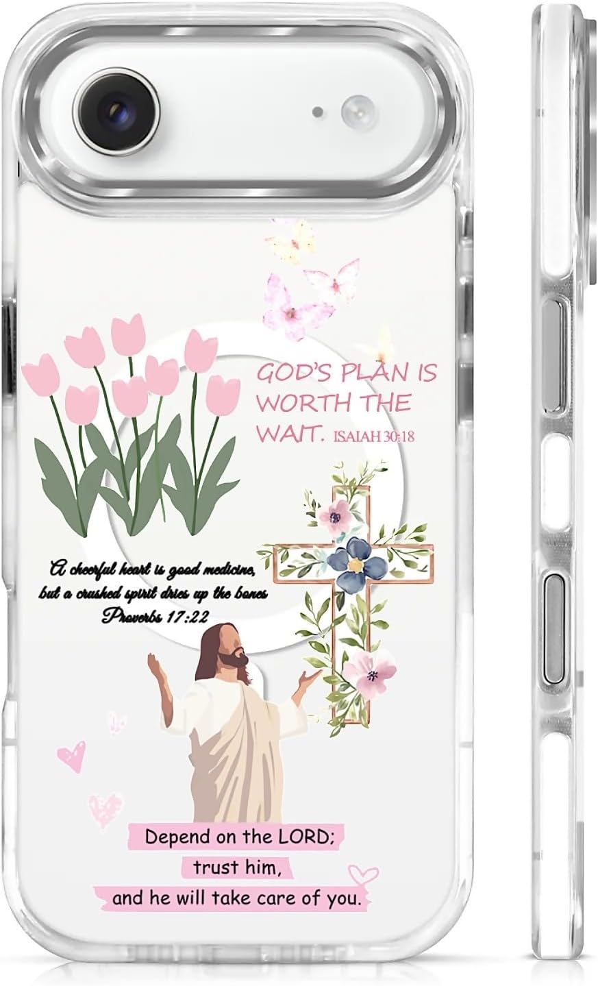 for iPhone 17 Pro Max Case [Compatible with Magsafe],Girls Women Clear Magnetic Case Silicone Shockproof Protective Cover with Pattern Colorful Motivational Letters
