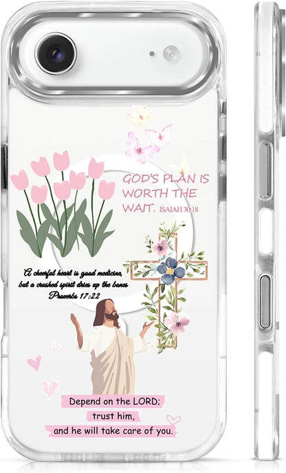 for iPhone 17 Pro Max Case [Compatible with Magsafe],Girls Women Clear Magnetic Case Silicone Shockproof Protective Cover with Pattern Colorful Motivational Letters
