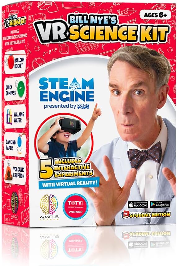 Abacus Brands Bill Nye's VR Science Kit Student Edition - Virtual Reality Kids Book and Interactive STEAM Set - Includes All Materials You Need, Ages 6 and Up