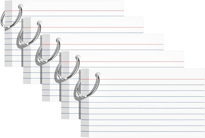Index Cards 3x5 Inches, 300 PCS, Colored Flash Cards With Ring, Punched Lined Study Card Ruled Flashcards Notecards, Ruled Front And Blank Back, Note Card for School, College And Home