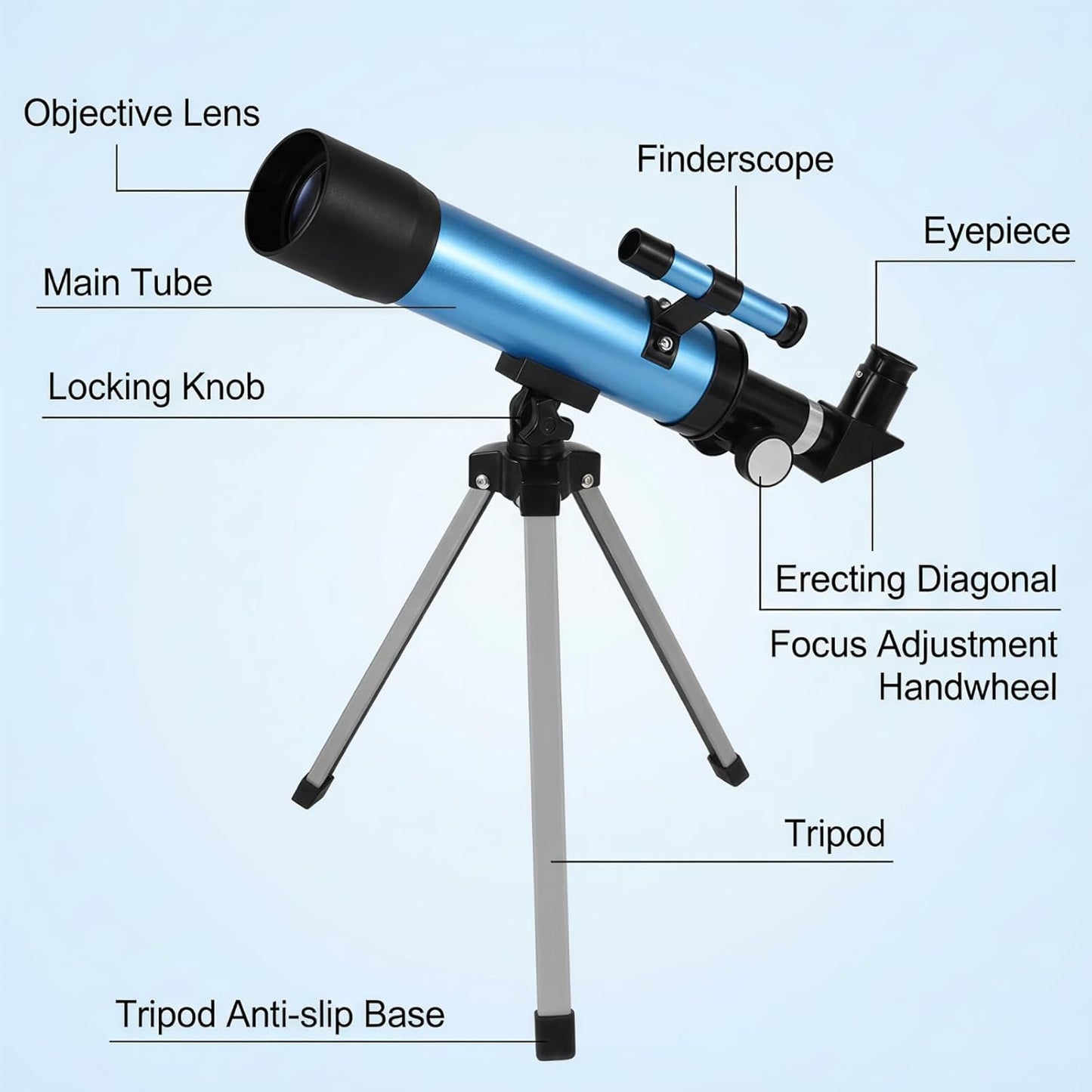 Telescope for Kids 8–12, Beginner Kids Telescope 50mm Aperture with Tripod, 2 Eyepieces & Finder Scope, 100x Magnification, STEM Educational Gift for Boys & Girls, Blue