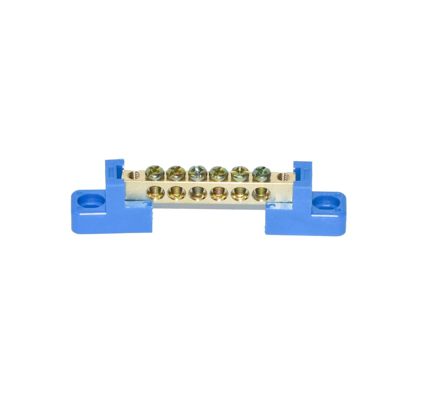 10 Positions Terminal Bus Bar Block 6 Pack Brass Wire Screw for Car Boat Marine Ground Power Distribution Grounding Electrical Bars Strip Block for 12V-110V, Blue