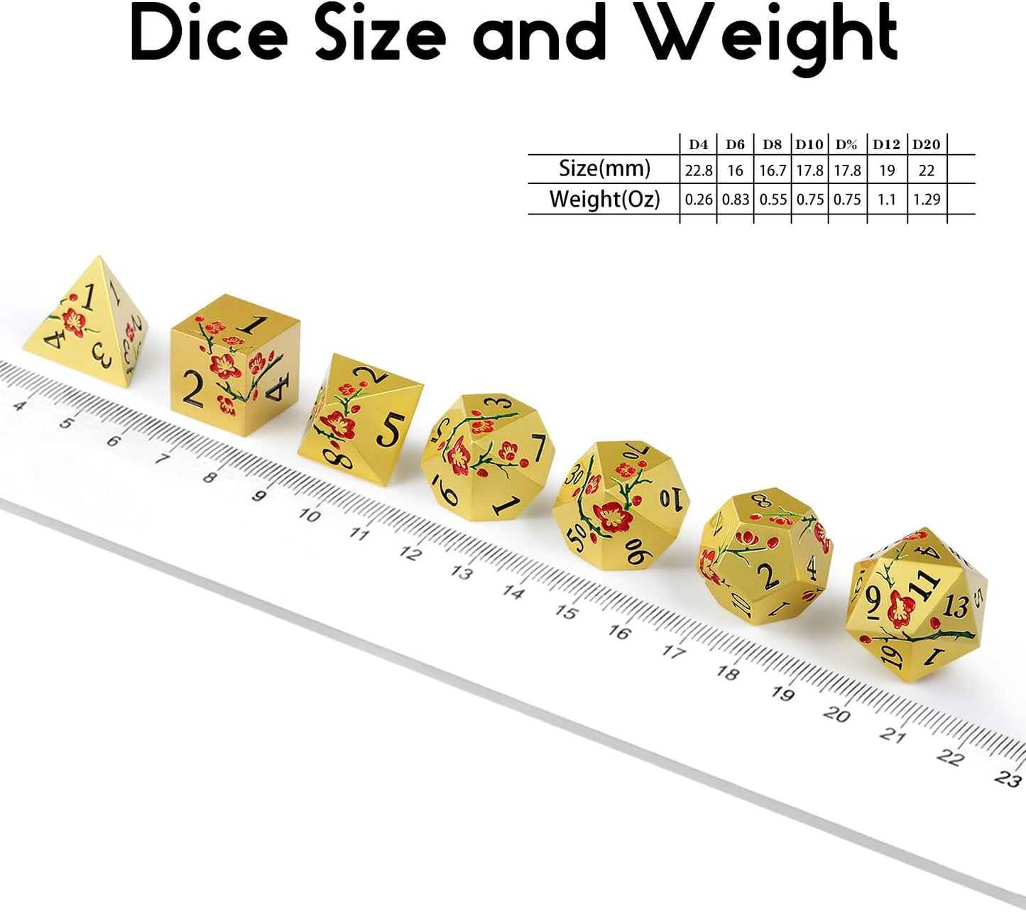 DnDnD Heavy Polyhedral Metal Dice Set with Metal Box, 7-die Shiny Blue Surface with Golden Number for RPG,Dungeons and Dragons,Pathfinder,Shadowrun,D&D,Role Palying Game and Math Teaching - Colors A