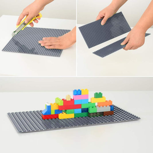 MIMAX Peel-and-Stick Baseplates - Self Adhesive Building Brick Plates - Compatible with All Major Brands - 4 Pack - 10 inch x 10 inch (Dark Gray)