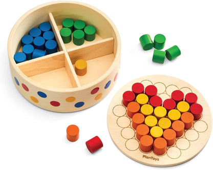 PlanToys® Montessori Wooden Learning Set for Toddlers | Threading Beads, Lacing Boards, Pattern Peg Board & Mosaic Activities | Fine Motor Skills, Shape Sorting & Problem Solving Play for Kids