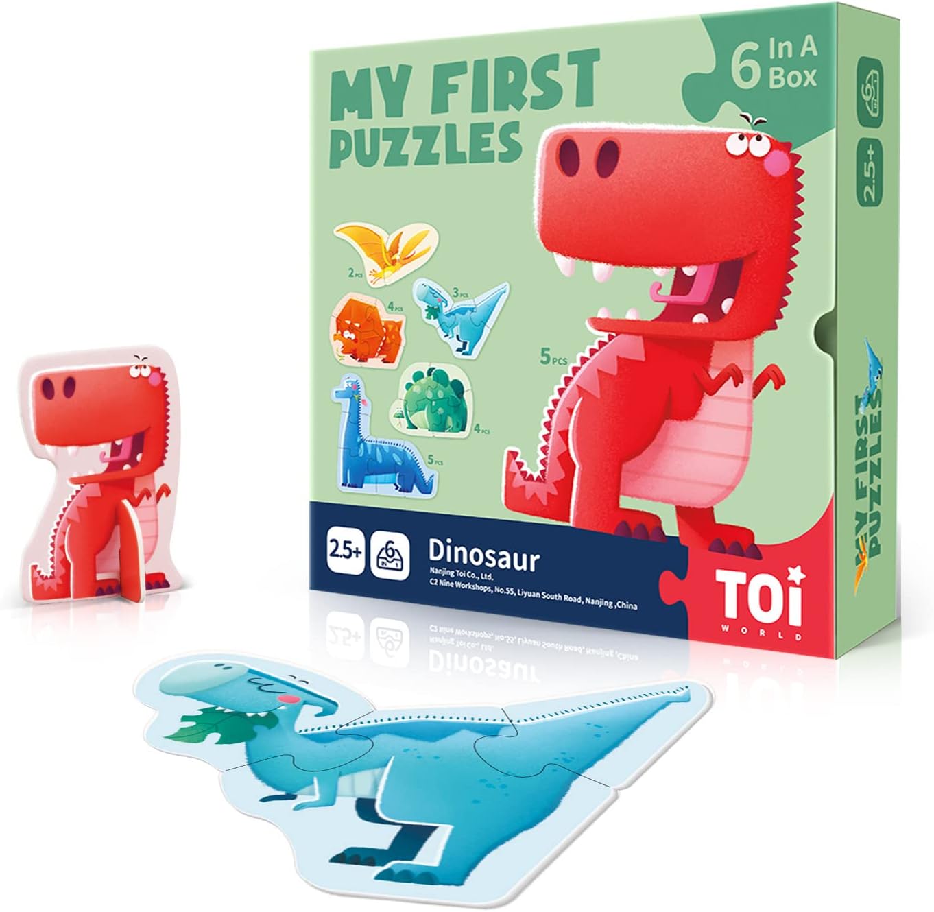 Toi 6 Packs Large Piece Toddler Jigsaw Puzzles for Kids Aged 2.5+, Animal Shaped Floor Puzzles for Beginner, Preschool Learning Game for Boys Girls, Traffic