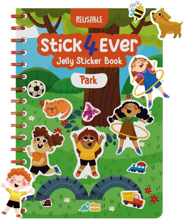 Stick4Ever Jelly Sticker Book - for Kids - Waterproof, Easy to Clean Reusable Sticker Book for Toddlers- Reusable Road Trip Activities for Kids - Stocking Stuffers for Toddlers (Wonderland)