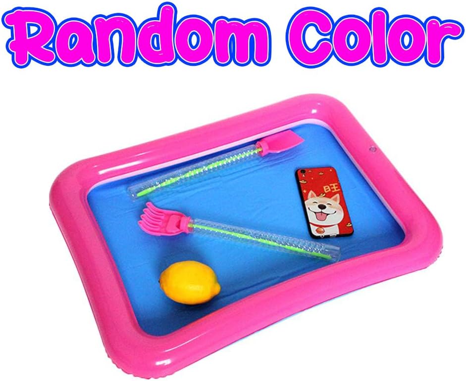 Topwon Inflatable Sand Tray for Kids - Portable Sand Box with Molds - Random Color (Random Color, 23x17)