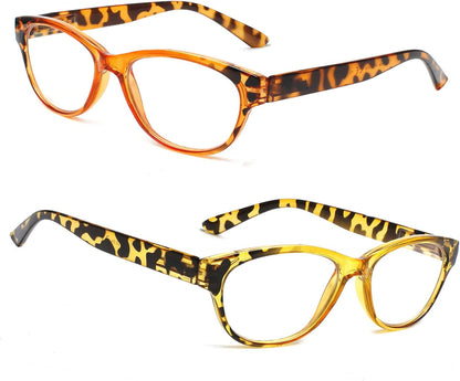 SIGVAN Ladies Cat Eye Reading Glasses 5 Pairs Blue Light Blocking Spring Hinge Fashion Pattern Print Readers for Women