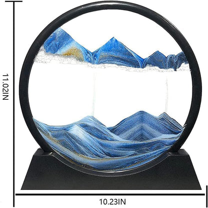 Muyan Moving Sand Art Picture Sandscapes in Motion Round Glass 3D Deep Sea Sand Art for Adult Kid Large Desktop Art Toys (Purple, 7 Inch)