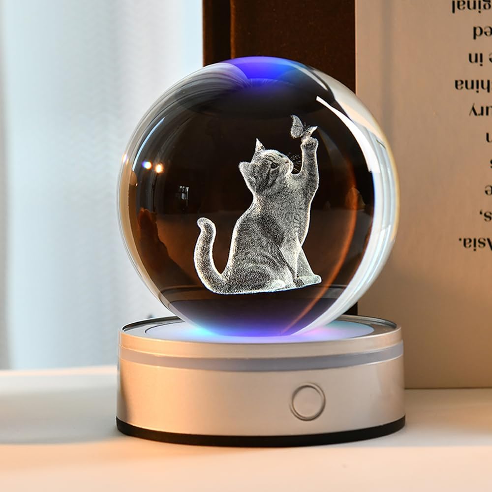 3D Solar System Crystal Ball Universe Glass Ball Space Astronomy Gift Planets Model Science Astrophysics Gifts Solar System Night Light Glass Globe Decor with 12 Colorful Modes Light Base