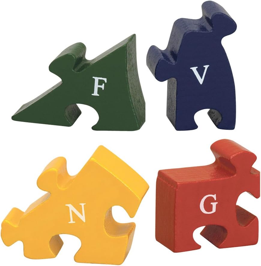 Bits and Pieces - Wooden Alphabet Giraffe Puzzle - Learn ABCs and 123s - Colorful Large 3/4 Inch Thick, Non-Toxic Paint