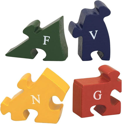 Bits and Pieces - Wooden Alphabet Giraffe Puzzle - Learn ABCs and 123s - Colorful Large 3/4 Inch Thick, Non-Toxic Paint