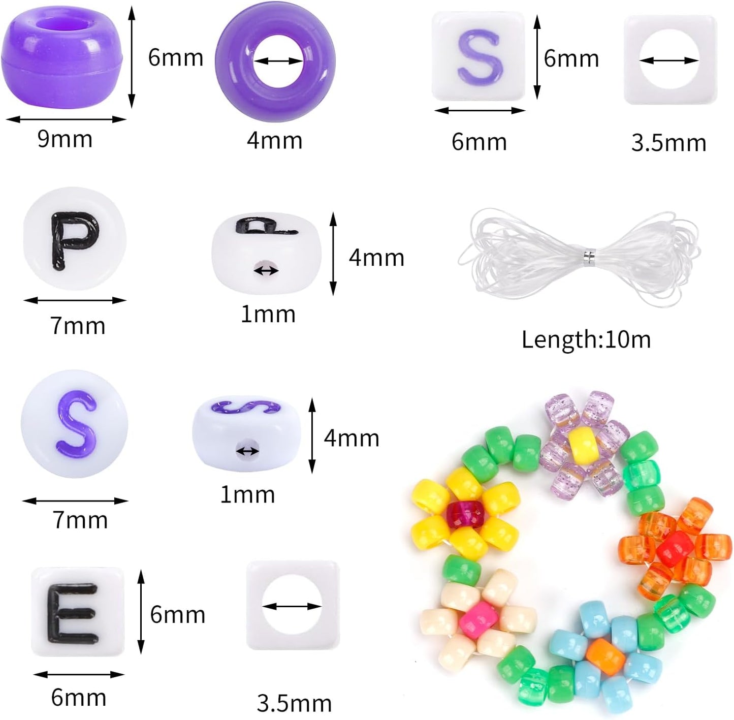 Bracelet Making Kit 96 Colors Pony Beads 3300pcs Friendship Bracelet Kit Rainbow Kandi Beads with Letter and Heart Beads Elastic Threads for Kids Adults Keychain Jewelry Necklace Making