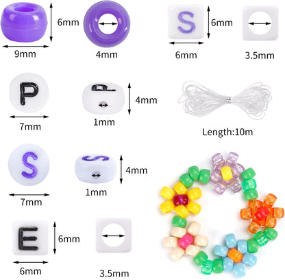 Bracelet Making Kit 96 Colors Pony Beads 3300pcs Friendship Bracelet Kit Rainbow Kandi Beads with Letter and Heart Beads Elastic Threads for Kids Adults Keychain Jewelry Necklace Making