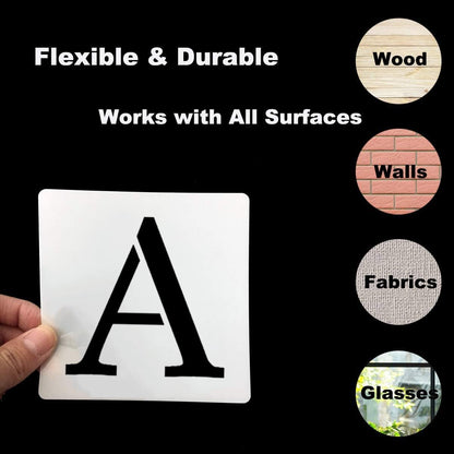 3 Inch Alphabet Letter Stencils for Painting - 70 Pack Letter and Number Stencil Templates with Signs for Painting on Wood, Reusable Letters and Numbers Stencils for Chalkboard Wood Signs & Wall Art