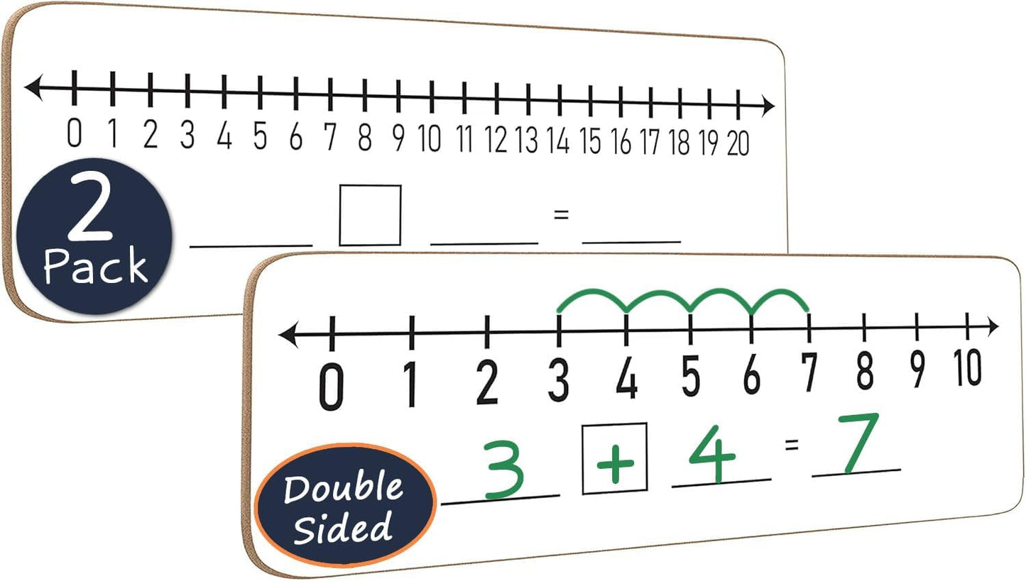 SCRIBBLEDO Dry Erase Number Line Board 4”x12” Inch Lapboard Double Sided White Board Featuring 0-10 Number Line On One Side 0-20 On The Other for Students Desk Whiteboard Math Manipulatives
