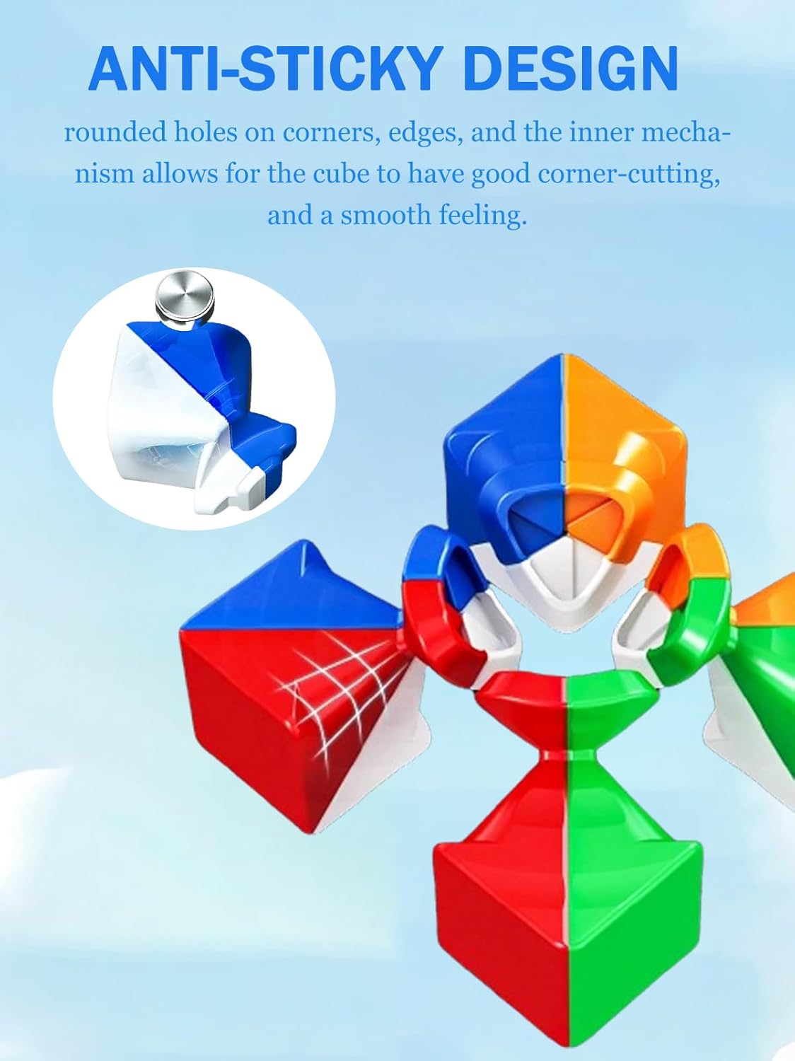 CFMOUR Speed Cube 3x3x3 - Moyu Meilong 3C, Stickerless Magic Cube 3x3, Fast Smooth Turning Vivid Colour 3D Puzzle Brain Toy Travel Games, Turns Quicker Than Original