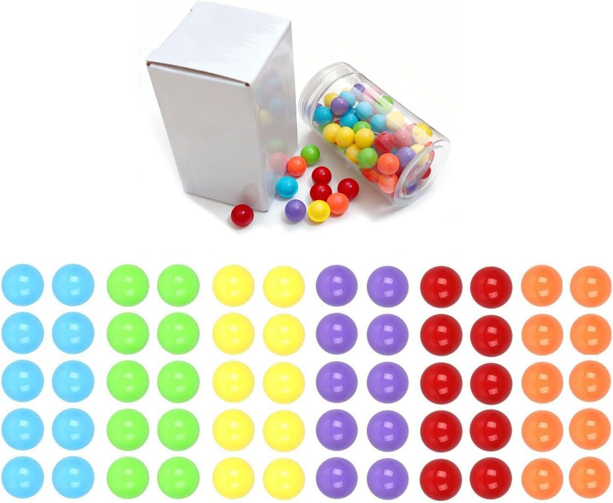 60pcs Chinese Checker Game Replacement Balls,6 Solid Color 14mm Acrylic Marbles for Marble Run, Aggravation Traditional Games