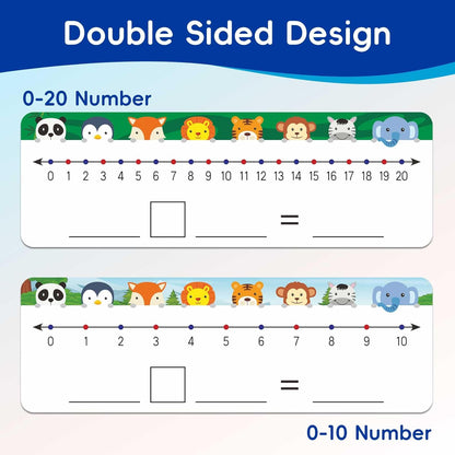 Jauisus 30 Pcs Number Line Dry Erase Whiteboard Card, 4”x12” Double Sided Dry Erase Board 0-10 on One Side 0-20 on Other Side, Students Home Classroom Must Haves Math White Board