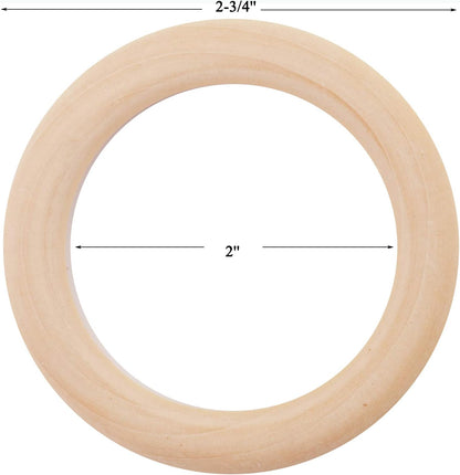 Yesland 40 Pcs Wooden Rings - 2.7 Inch/70mm Natural Solid Wood Ring Smooth Unfinished Wood Circles - Perfect for DIY Craft, Macrame, Crochet, Ring Pendant, Connectors Jewelry Making