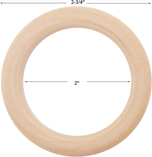 Yesland 40 Pcs Wooden Rings - 2.7 Inch/70mm Natural Solid Wood Ring Smooth Unfinished Wood Circles - Perfect for DIY Craft, Macrame, Crochet, Ring Pendant, Connectors Jewelry Making