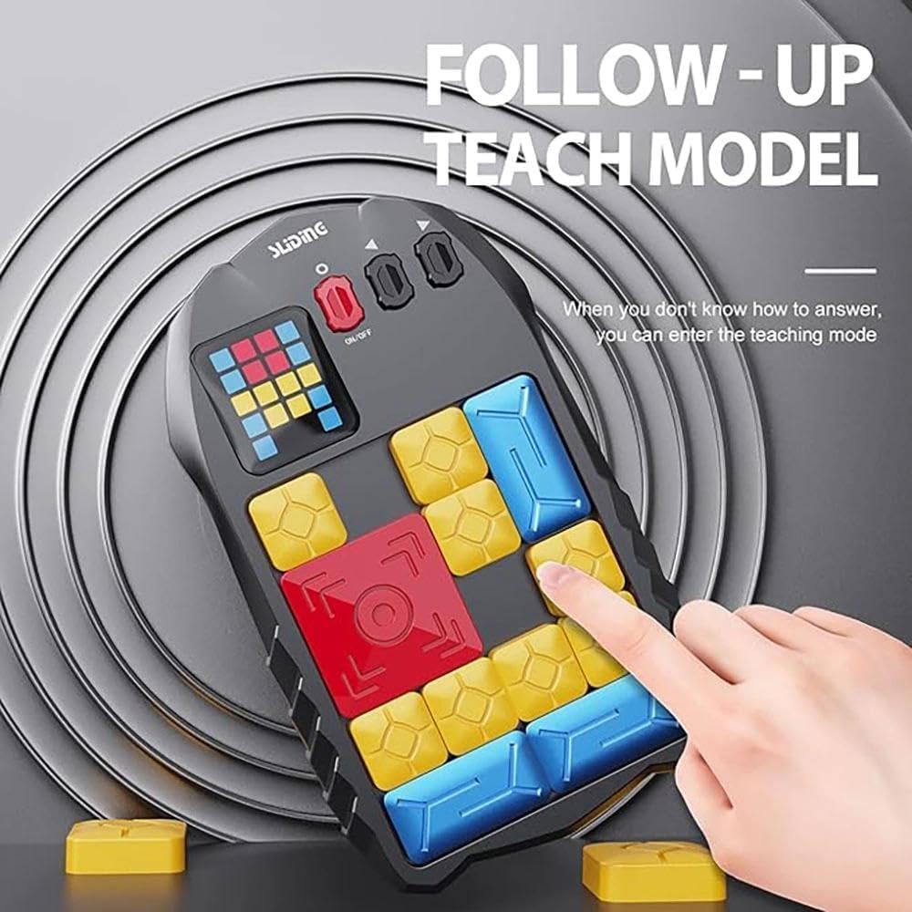Super Slide Puzzle Game, Rechargeable Electronic Brain Teaser with 500+ Levels, Addictive Sliding Puzzle Challenge for Kids & Adults (Black)