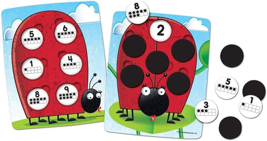 Learning Resources 10 on the Spot Ten Frame Game - Math Manipulatives, Board Games for Kids, Number Cards, Toddler Montessori Counters, STEM Toys for Classroom, Party Gifts for Boys and Girls