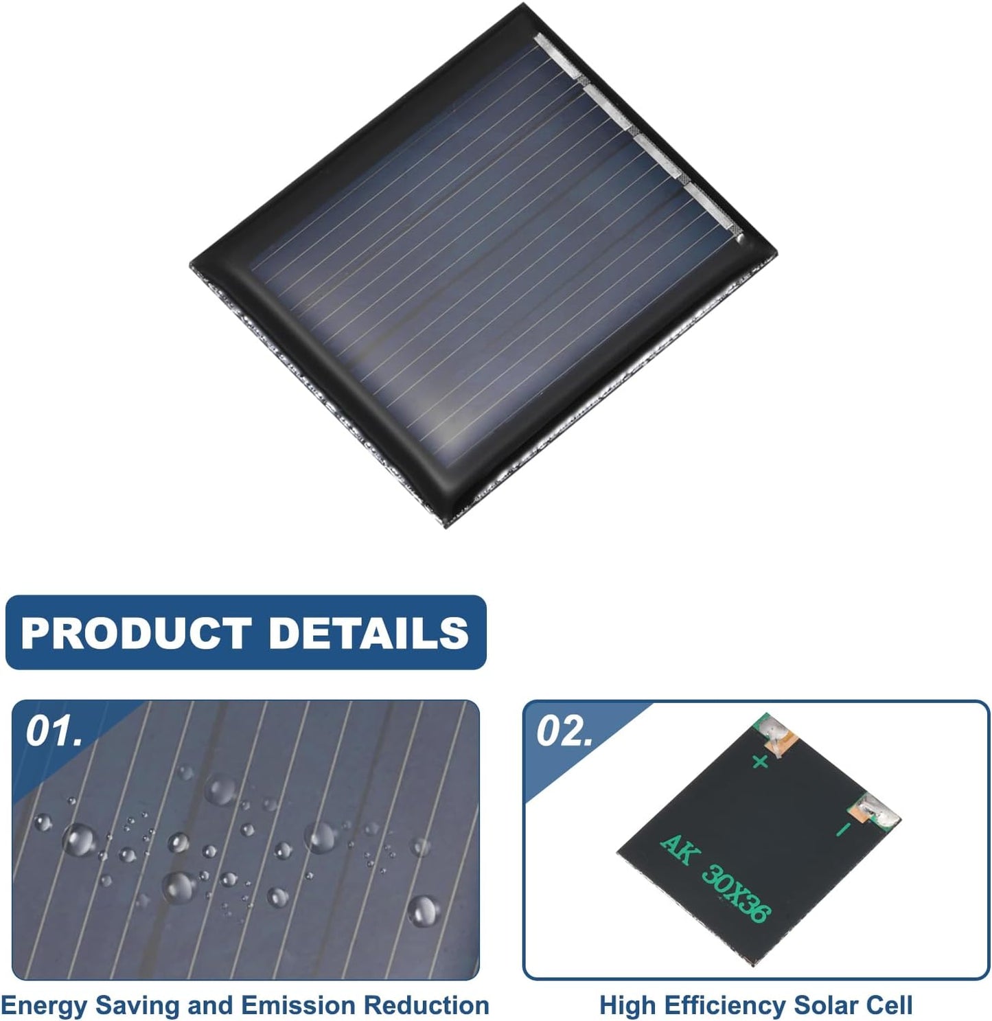 MECCANIXITY 10PCS 2V 0.08W 0.04A Mini Solar Panels for Solar Power, Small Solar Photovoltaic Cells Charge DIY Electric Toy Materials Solar System Kits, 1.57" x 1.57"