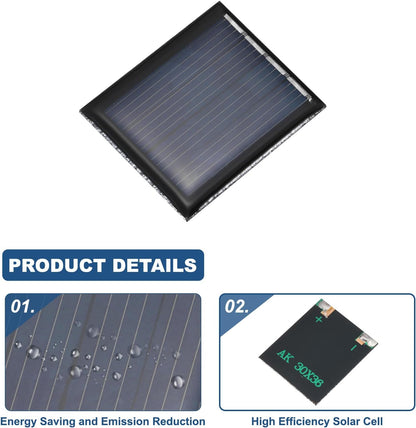 MECCANIXITY 10PCS 2V 0.08W 0.04A Mini Solar Panels for Solar Power, Small Solar Photovoltaic Cells Charge DIY Electric Toy Materials Solar System Kits, 1.57" x 1.57"