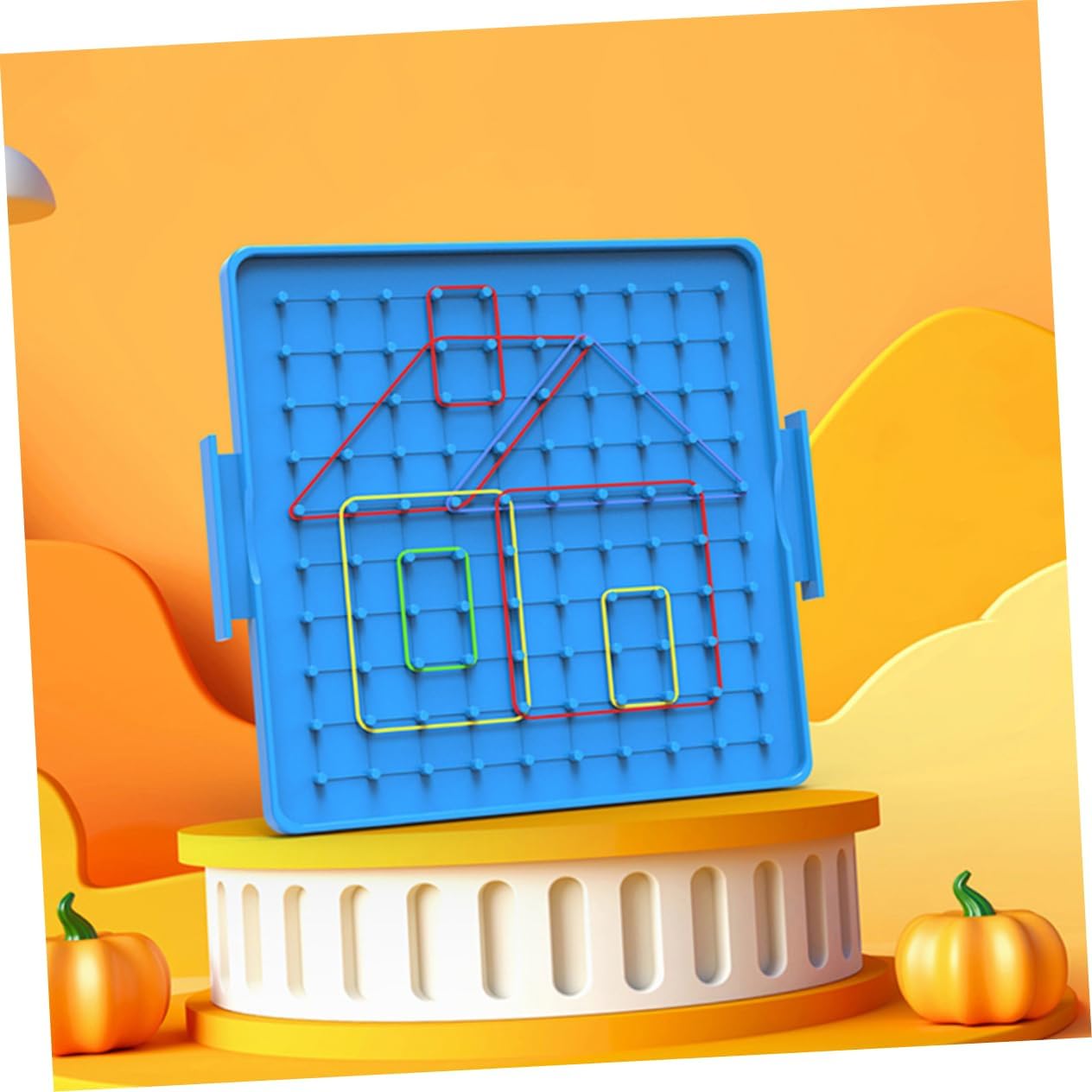 2pcs Double-Sided Geoboard for Boys and Girls Plastic Student Pegboard Educational Math Manipulative Bands for Classroom Activities and Home Learning