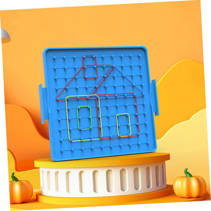 2pcs Double-Sided Geoboard for Boys and Girls Plastic Student Pegboard Educational Math Manipulative Bands for Classroom Activities and Home Learning